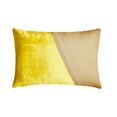 thumbnail image 4 of Decorative Yellow 12"x16" (30x40 cm) Lumbar Pillow Cover, Velvet & Linen Solid Color Block Oblong Pillow, Patchwork Pattern Modern Style - Velutinous Yellow, 4 of 10