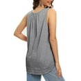 thumbnail image 5 of Fartey Summer Tank Tops for Women Dressy Casual Sleeveless Holiday Shirts Loose Fit Crew Neck Pleated Front Tunic Tanks Lightweight Flowy Beach Top Gray XL, 5 of 6