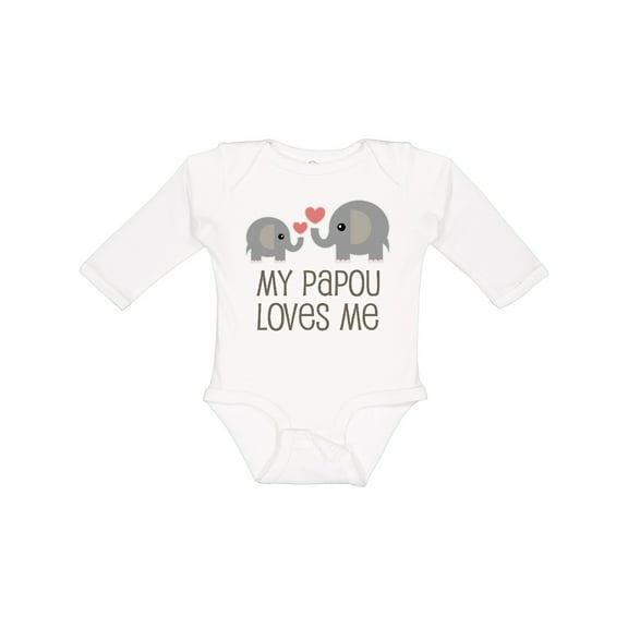 Inktastic My Papou Loves Me Grandchild Boys or Girls Long Sleeve Baby Bodysuit