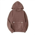 thumbnail image 2 of Zedker Fashion Hooded Long Sleeve Hoodies for Women Casual Loose Pullover with Drawstring Comfy Thermal Sweatshirts with Pocket,Coffee,L, 2 of 8