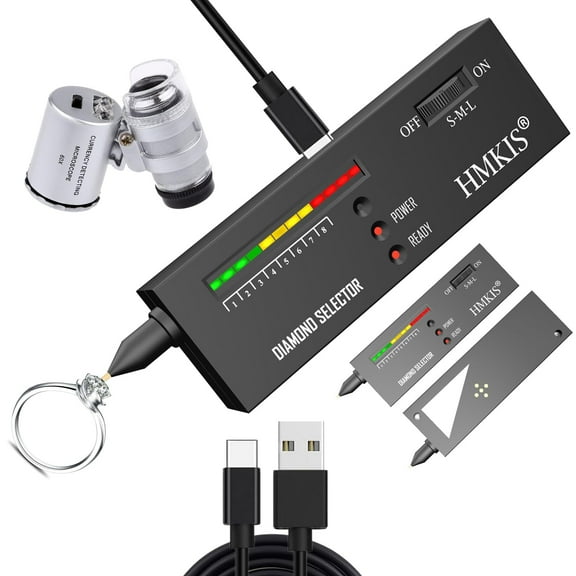 Diamond Tester Pen, Professional Jewelry Diamond Tester with 60X Jewelry Loop Magnifier, Diamond Selector for Novice and Expert (Non-Rechargeable)