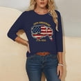 thumbnail image 6 of Women 250th Anniversary USA Graphic T Shirt, Patriotic Printed Round Neck Casual Top, Three Quarter Sleeve Pullover Blouse, Soft Polyester Loose Fit, Independence Day 4th of July, 6 of 7
