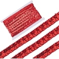 thumbnail image 1 of 14.22 Yards Red Sequin Ribbon Trim Flat Bling Metallic Glitter Paillette Trimming Sequins Beaded Strip Bulk for Sewing Making Crafts Gift Wrapping Wedding Home Decor Supply, 1 of 9