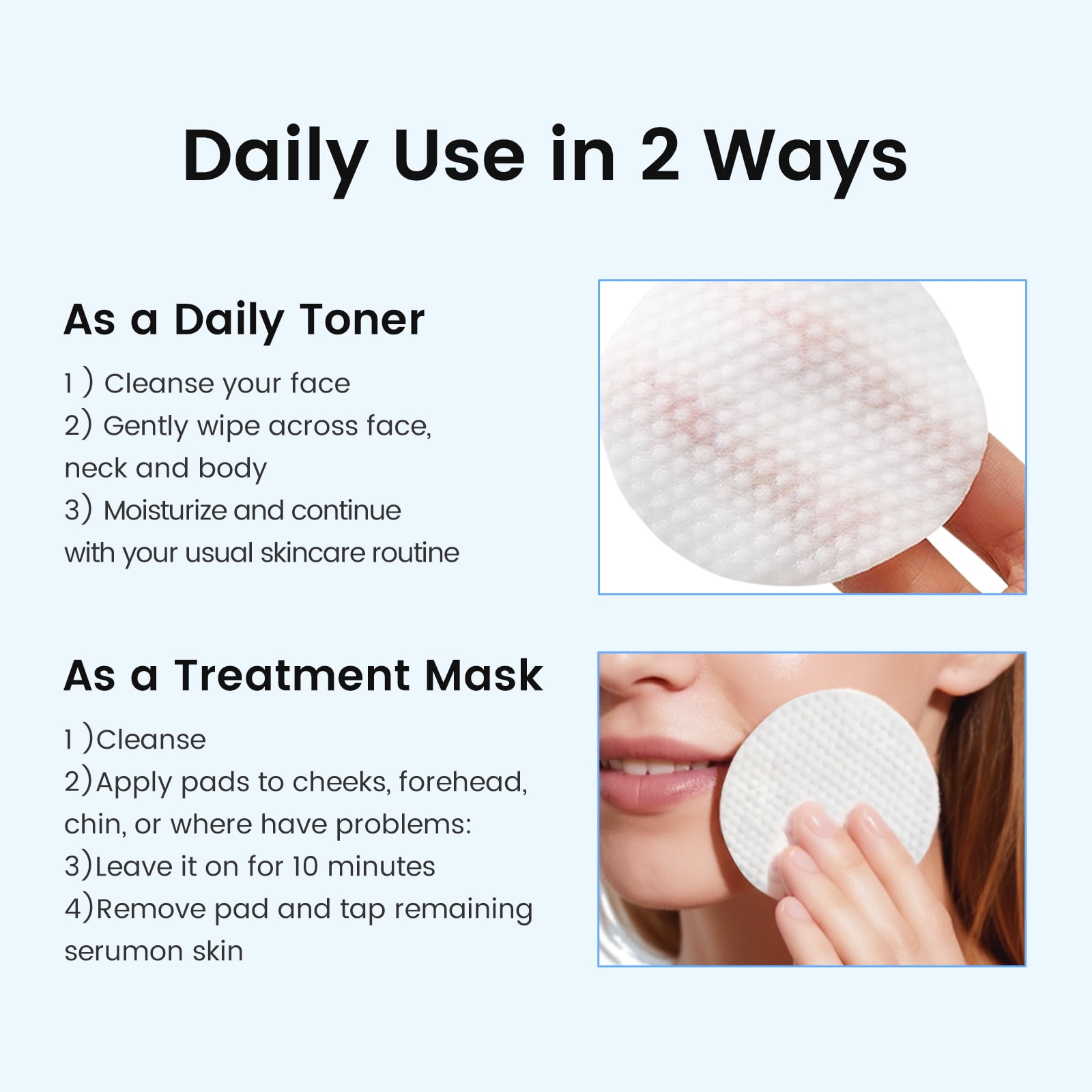 Lumissy Salicylic Acid Toner Pads, Dual-Texture Exfoliating Face Pads for Clear and Smooth Skin, 75ct