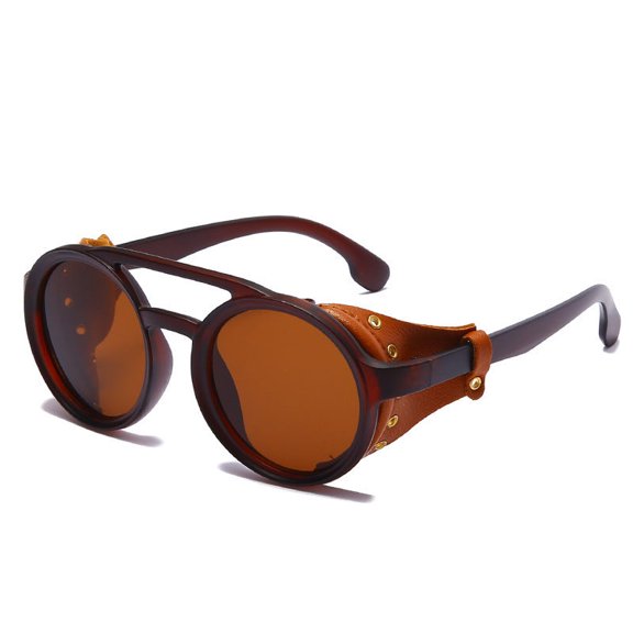 Round Frame Sunglasses Classic Punk Windproof Pilot Retro Fashion For Men And Women UV Protection Driving High