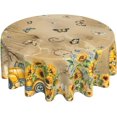 thumbnail image 1 of Retro Sunflowers Tablecloth Butterfly Round Table Cover Washable Table Cloth for Home Party Picnic Decorations, 1 of 5