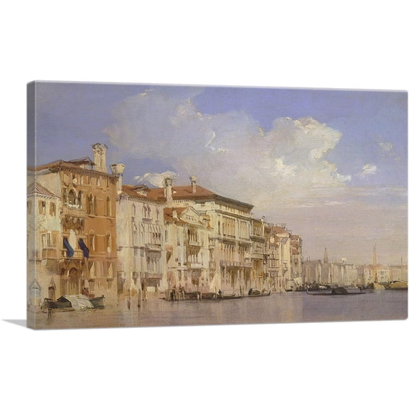 ARTCANVAS Grand Canal Venice Canvas Art Print by Richard Parkes Bonington - Size: 12" x 8" (0.75" Deep)