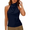 thumbnail image 2 of Women's Silk Satin Tank Tops Halter Neck Backless Y2k Camisole Summer Going Out Tops Streetwear Black S, 2 of 4