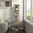 thumbnail image 2 of 24/7 Shop At Home Penz Two-Tone 5-Tier Corner Bookcase Natural Book Shelf Stand Corner Shelf Unit Small Space Organizers and Storage Corner Stands with White Metal, 2 of 5