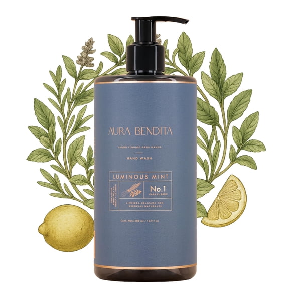 Jab&oacute;n L&iacute;quido Para Manos 500ml | Con Menta y T&eacute; de Lim&oacute;n (Aceites Esenciales 100% Puros) | Sin Fragancias Artificiales, Parabenos ni Ftalatos | Con Extracto