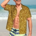thumbnail image 7 of Kll Men'S Hawaiian Shirt Short Sleeve Button Down Beach Shirts-Gold Glitter, 7 of 7