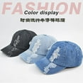 thumbnail image 3 of Unisex Retro Hole Denim Baseball Cap Fashion Funny Trend Baseball Cap Adjustable Peaked Cap Outdoor Sports Couple Hats Adjustable Curved Brim Hats Sun, 3 of 9
