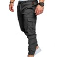 thumbnail image 2 of Soidarity Pantalones de bolsillo para hombre Casual Elástico Cadena Moda Pantalones largos Joggers Uniforme atlético Gris 4XL, 2 of 6