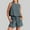 Gray, variant on Idoravan Women Sets Clothing 2PC Fashion Womens Round Neck Solid Sleeveless Blouse  Loose Cotton Linen Pockets Pants Short Sets