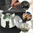 thumbnail image 4 of Yayeee Ashtray with Lid for Cigarette Smokeless Stainless Steel Home Ash Holder, Black Cat Umbrella, 4 of 7