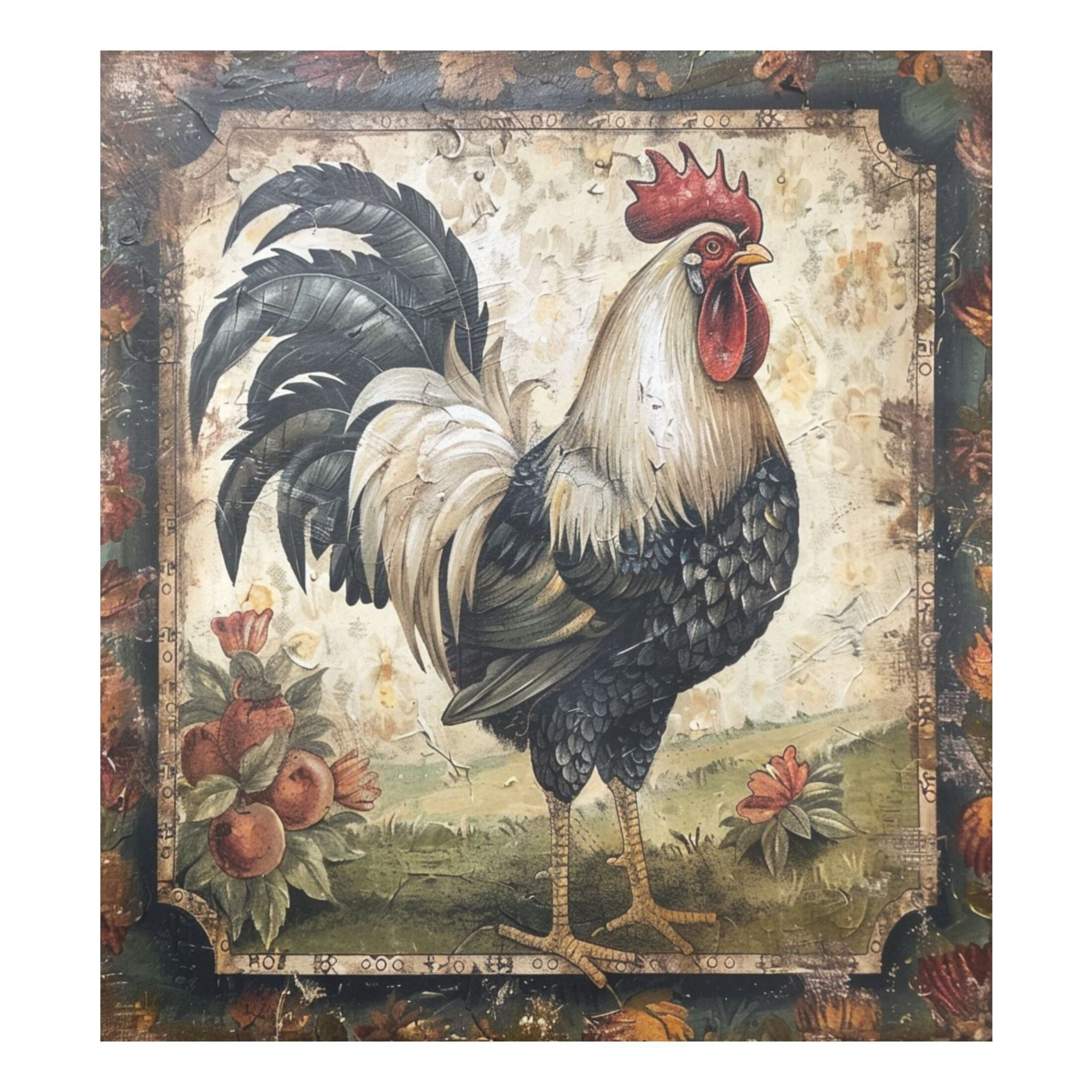 Rooster Farmhouse Dishwasher Magnetic Refrigerator Magnet Cover Kitchen Art Panel Decal Sticker Home Decorative 23"x26"