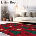 thumbnail image 2 of ODIKA 4'x6' Machine Washable Non-Slip Area Rug, Festive Pine Forest Featuring Evergreen High Traffic Rug with Pad, Red, 623248, 2 of 8
