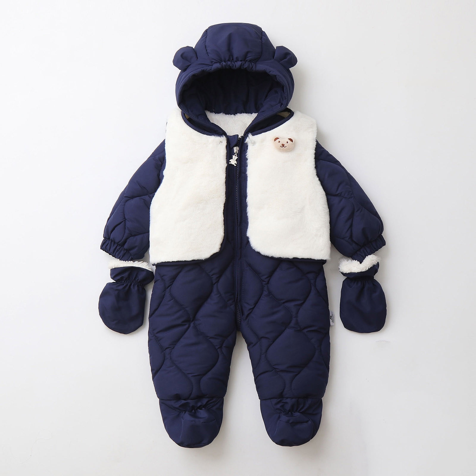 RMGVDSD Infant Baby Winter Snowsuit Coat Romper Thermal Insulated Soft Hooded Footed Onesie Outwear Warm Jumpsuit Bodysuit For Girl Boy Hallowmas Vintage 9-12 Months