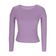 thumbnail image 6 of Adeawade T Shirts For Women Long Sleeve Solid Color Tops Crewneck Classic Tee Clothing Xl Purple, 6 of 6