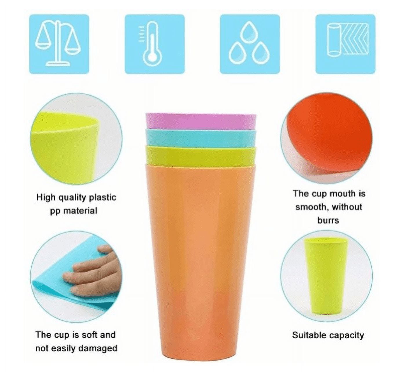 TORUBIA Coloured Plastic Cups (12 Pack) - 330ml/11 fl oz - Reusable  Drinking Tumblers in 4 Colours - Hard Plastic Drinkware for Parties,  Camping, BBQs, Picnics & Beach - Dishwasher Safe & BPA Free 
