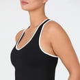thumbnail image 6 of YITTY Active Women's UltraLuxe Built-in Bra Tank Top with Contrast Binding, Athleisure, 4-Way-Stretch, Iconic Black/True White, S, 6 of 7