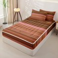 thumbnail image 3 of Castle Fairy Hippie Horizontal Stripe Zipper Queen Comforter Set with Fitted Sheet and 2 Pillowcases,Bohemian Thin Line Zipper Bedding Set,Terracotta Pink Brown,Reversible, 3 of 7
