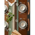 thumbnail image 2 of ERUNPONLY Green Brown Table Runner - 72 Inch Long Country Wood Grain Abstract Stripe Cotton and Linen Blended Dress Scarves Farmhouse Table Runner for Kitchen Dining, Coffee Table, 14"x72", 2 of 8