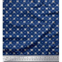 Soimoi Cotton Poplin Fabric Check & Geometric Printed Fabric 1 Yard 42 Inch Wide