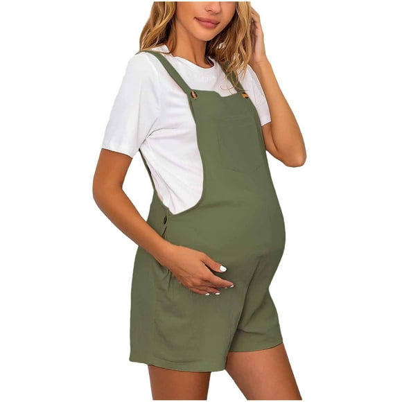 ameIAEA Women's Maternity Overalls Shorts Pregnancy Casual Sleeveless Jumpsuits Romper with Pocket