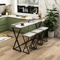 thumbnail image 2 of Modern Design Dining Table Set for 3,Kitchen Table Pub Table with X-Shaped Table Legs,Long Dining Room Table Set with 3 Stools,Easy Assemble,Gray, 2 of 7