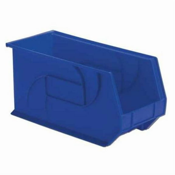 Hang & Stack Storage Bin, Plastic, Blue, 9 in H, 8 1/4 in W, 18 in L