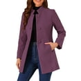 thumbnail image 5 of INSPIRE CHIC Women's Coat Mid Length Stand Collar Single Breasted Winter Outerwear Overcoat Grey Purple S, 5 of 7