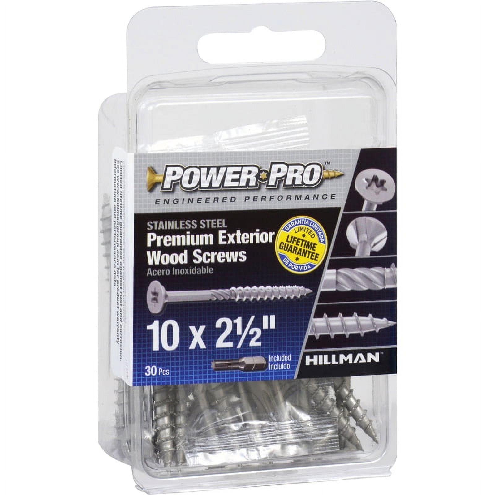 Hillman Fasteners 42498 2.5 in. x No. 10 Power Pro Stainless Exterior Screws