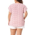 thumbnail image 4 of DARING DIVA Women's Plus Floral V Neck Tulip Sleeve Casual Blouse 4X Pink, 4 of 6