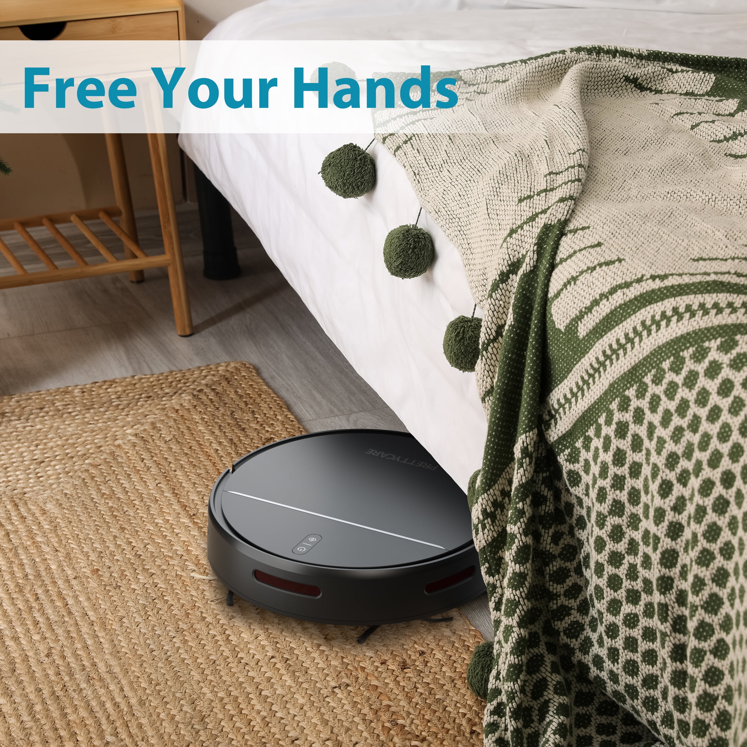 (2 pack) PrettyCare Robot Vacuum Cleaner with 2800Pa,Featured Carpet Boost,Tangle-Free,Ultra Slim,Self-Charging C1