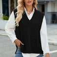 thumbnail image 2 of SwiftWear Oversized Sweater Vest Women V Neck Sleeveless Solid Color Loose Cable Knit Pullover Top Black XL, 2 of 7
