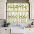 thumbnail image 4 of 3 Piece Kitchen Curtains and Valances Set Yellow Lemon Cafe Curtains 24 Inch Length Summer Botanical Plaid Elegant Pastoral Valance & Tier Curtain for Living Room Bedroom Window 54"x18"+27"x24"*2, 4 of 6
