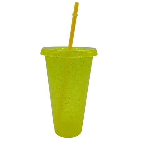 

Follure Reusable Sequined Glitter Cups With Lids Straws Tumblers Cup For Adults And Kids Yellow