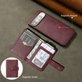 thumbnail image 3 of Detachable Magnetic Phone Cases Compatible with Google Pixel 10 / 10 Pro, Case with Card Holder, Support Magnetic Wireless Charger, Classic PU Leather Kickstand Wallet Phone Cover, Winered, 3 of 5