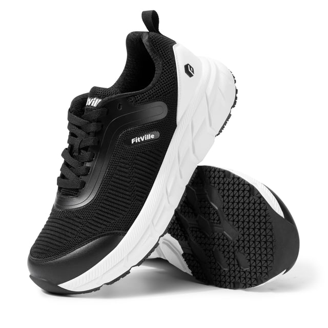 FitVille-zapatos de punta ancha para hombre, zapatillas ligeras acolchadas con soporte para ARCO, cómodas, antideslizantes, para correr