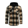 thumbnail image 4 of Men's Plaid Hooded Jacket Fleece Lined Long Sleeve Warm Outerwear with Flap Pockets Casual Winter Coat (XL, Khaki), 4 of 5