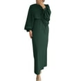 thumbnail image 1 of Wdgfv Robe Maxi Unie pour Femmes Portefeuille à Nouer à la Taille Manches Lanterne Longues Abaya Robe Moyen-Orientale Musulmane, 1 of 5