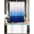 thumbnail image 6 of No Hook Cloth Fabric Shower Curtain with Snap in Liner, Blue Pink Ombre Waterproof Shower Curtains Set with See Through Top Window, Gradient Abstract Stripes Texture Bath Curtains Shower 36"x72", 6 of 6