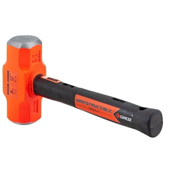 Groz 8 lb Head Sledge Hammer with 12" Indestructible Steel Handle