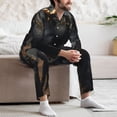 thumbnail image 7 of Naloa Black And Gold White Horse Men’s Pajamas Set - Long Sleeve Button Down Sleep Shirt and Pajama Bottoms Sleepwear Set-, 7 of 7