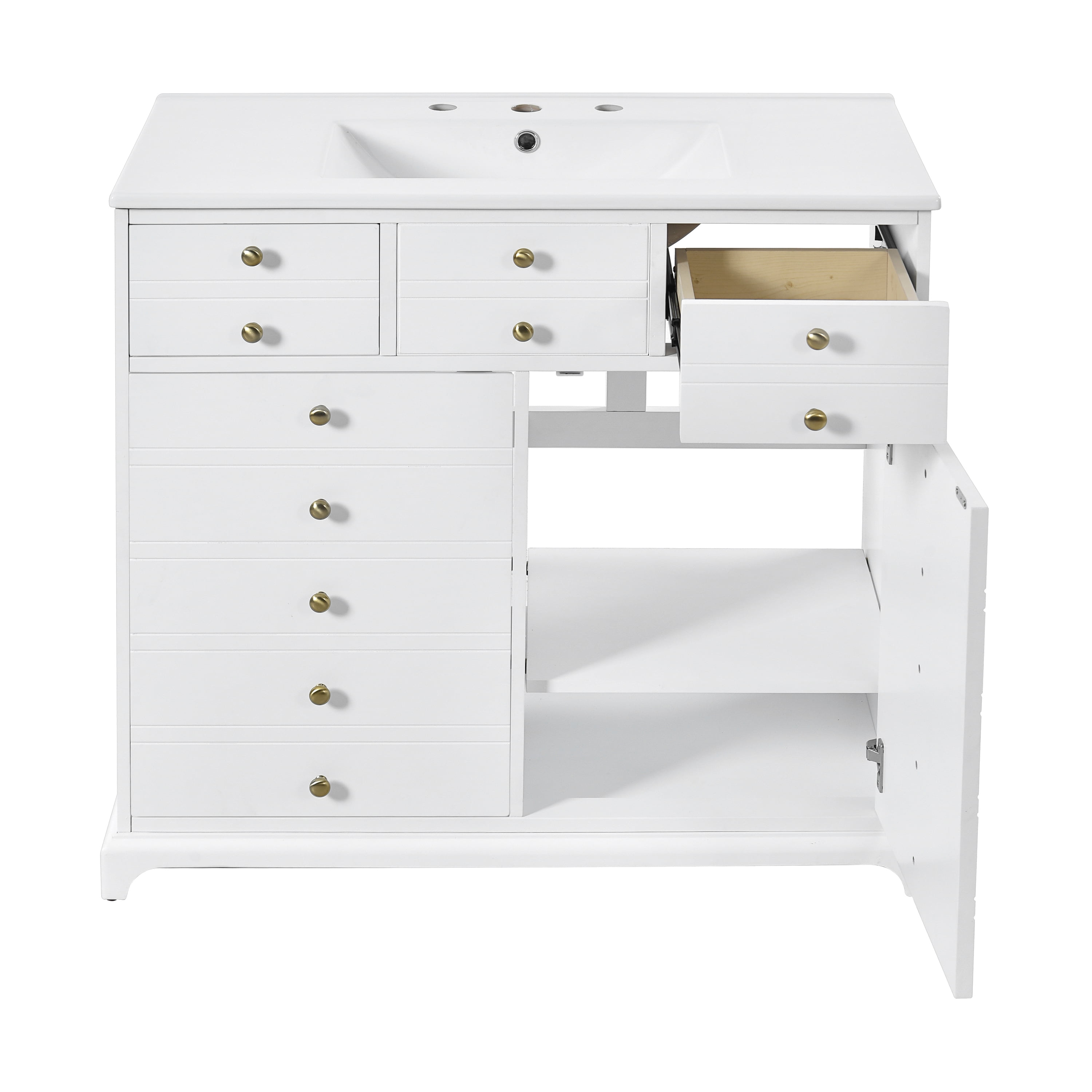 Harper & Bright Designs 36" Bathroom Vanity with Sink, Bathroom Storage Cabinet with Drawers, Single Sink Bathroom Vanity with Soft Closing Doors, White