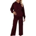 thumbnail image 2 of Hpapadks Womens Loungewear Set Fall Sportswear Loose Long Sleeve Solid Hooded Hoodie Pockets Pants 2 Piece Outfits Womens Tracksuit Set, 2 of 4