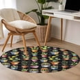 thumbnail image 4 of Tropical Cactus Round Area Rug 3.3Ft Washable Circle Rugs for Dining Room Table, Spring Summer Potted Plants Black Plaid Non-Slip Carpet Floor Mats Indoor Outdoor Carpet Runner Aesthetic Home Decor, 4 of 8