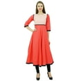 thumbnail image 6 of Bimba Women Designer Flared Anarkali Dress Peach Cotton Kurta Chic Custom Kurti Long Tunic, 6 of 9