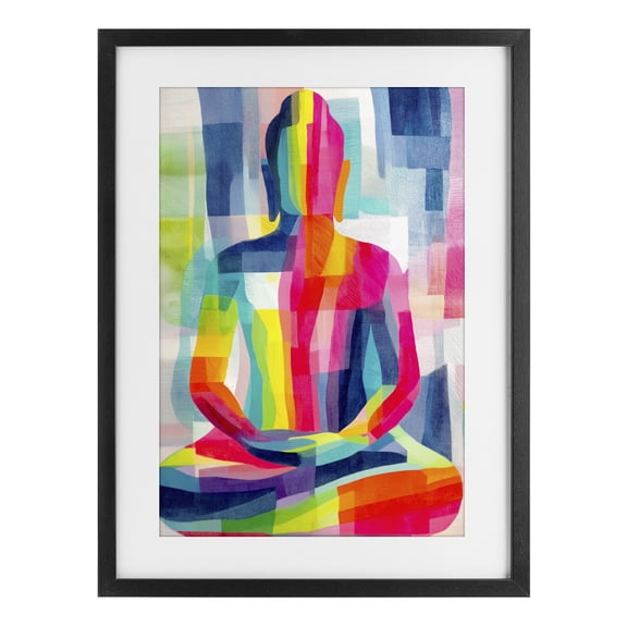 Stupell Industries Eclectic Geometric Buddha In Spectrum Black Framed Print Under Glass, 14 x 20, by Chromatic Storm Studio